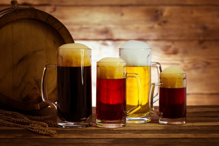 Variety of beer in the mug