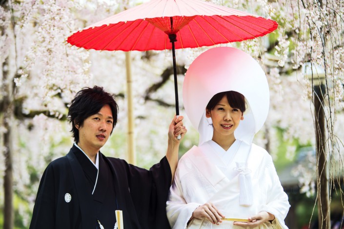 Celebration of a typical wedding in Japan