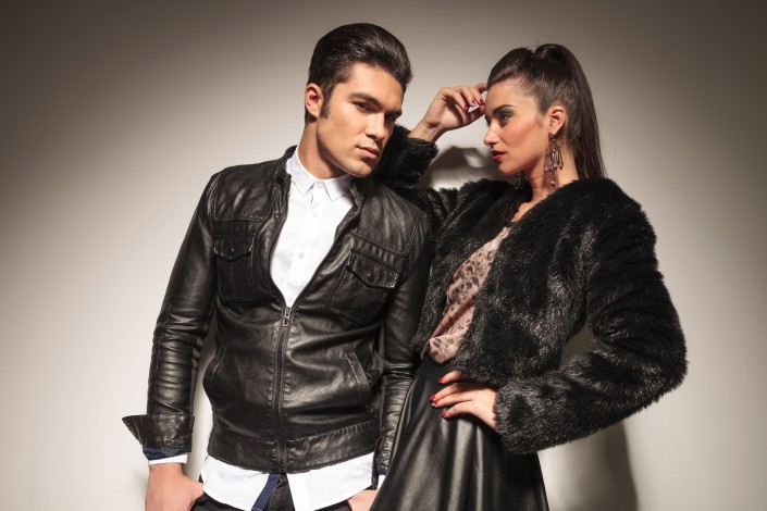 beautiful fashion woman leaning on her lover