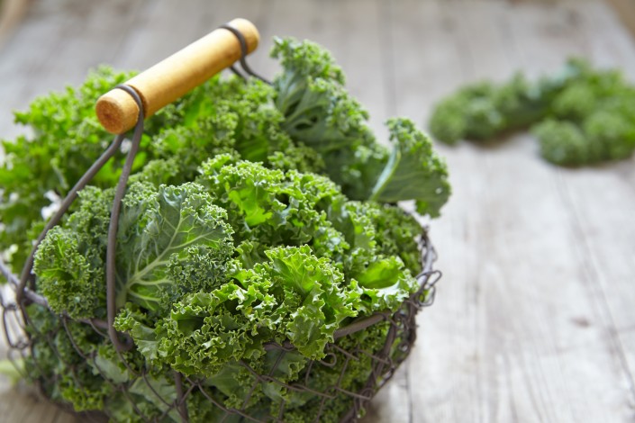 Fresh green kale leaves